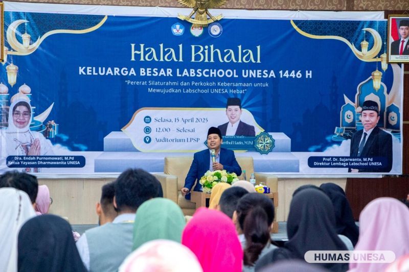 Halalbihalal Labschool Unesa yang dikemas dalam bentuk tausiah keagamaan ini menjadi momentum penguatan ketakwaan dan kebersamaan dalam berinovasi dan berprestasi menuju Labschool Unesa bertaraf internasional.