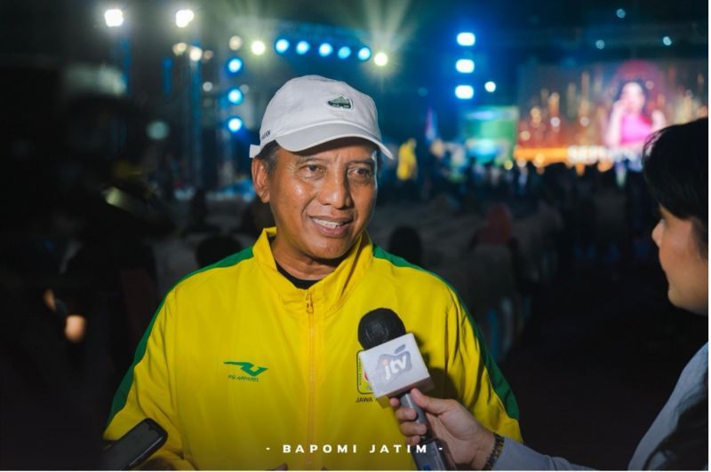Rektor Unesa, Nurhasan atau Cak Hasan dalam pembukaan Pomprov III Jatim 2025. Ia percaya, melalui Pomprov III Jatim dan dengan komitmen bersama Jatim bisa juara di Pomnas 2025.